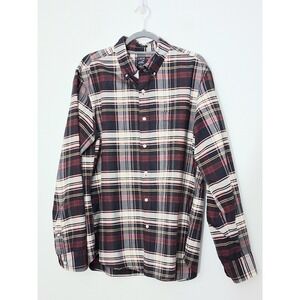 J Crew Shirt Mens Large Slim Flex Oxford Red & Blue Plaid Button Down Pre-owned